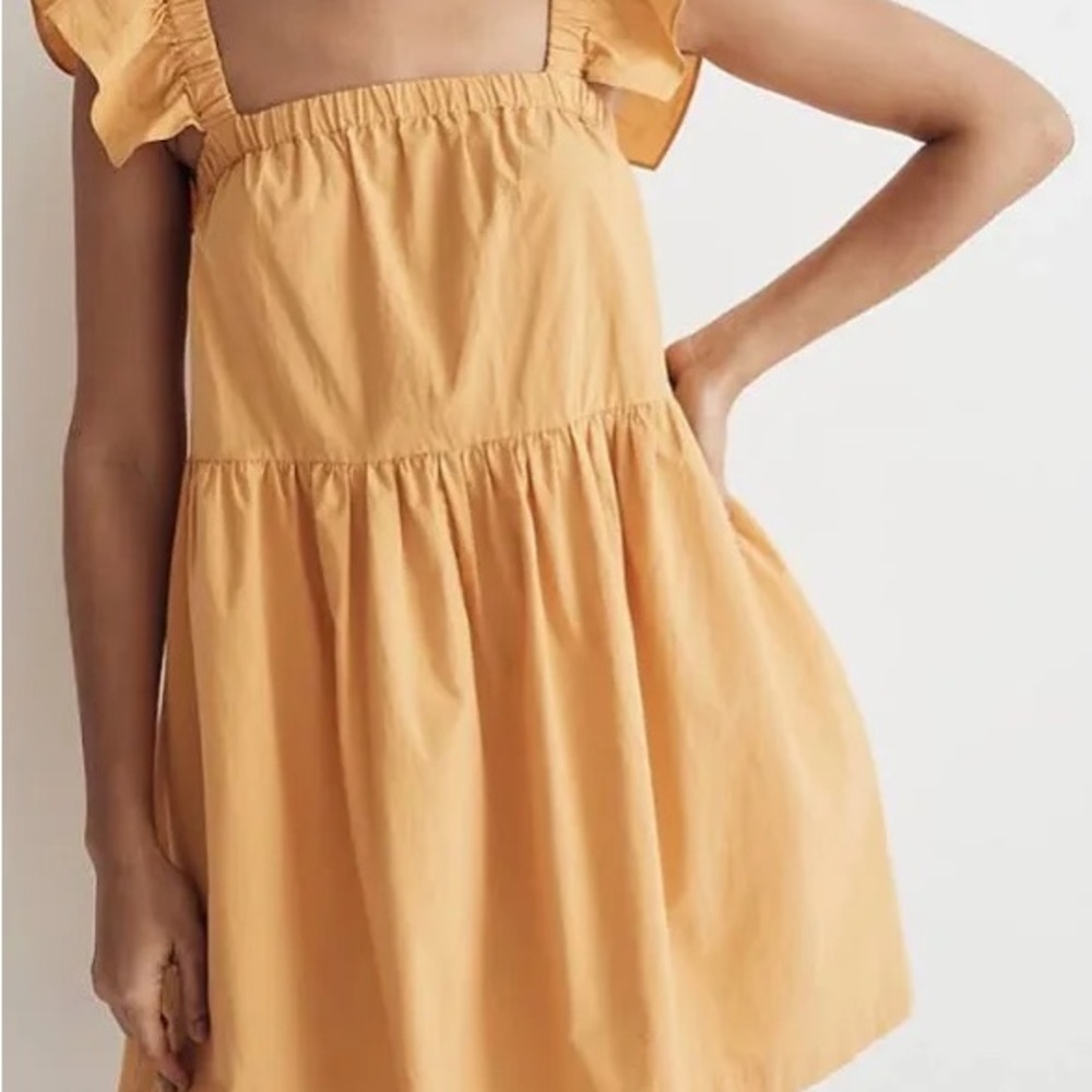 Madewell Yellow Flutter Sleeve Dress